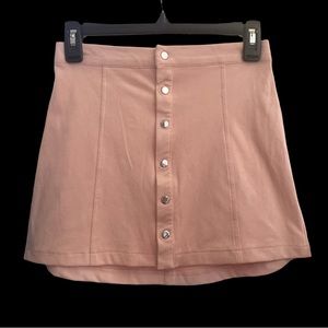 Forever 21 Dusty Coral Velvet Button Down Mini Skater Skirt